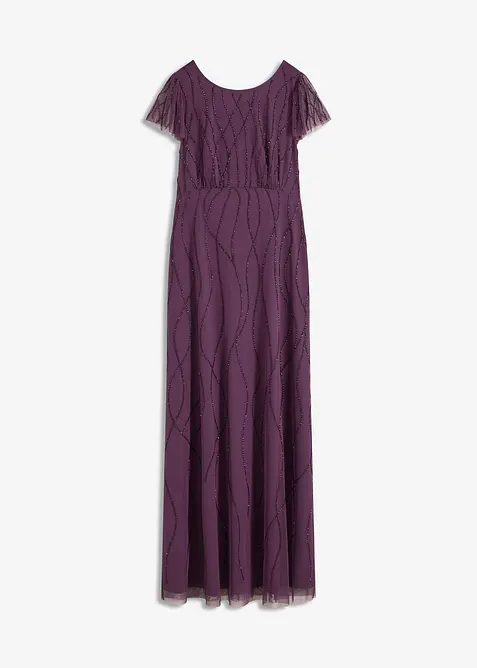 Maxikjole i tyll med perlebroderi, bonprix