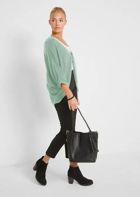 Finstrikket cardigan i 100% bomull, bonprix