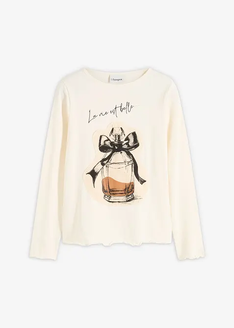 Langermet topp i stretchy bomull, bonprix