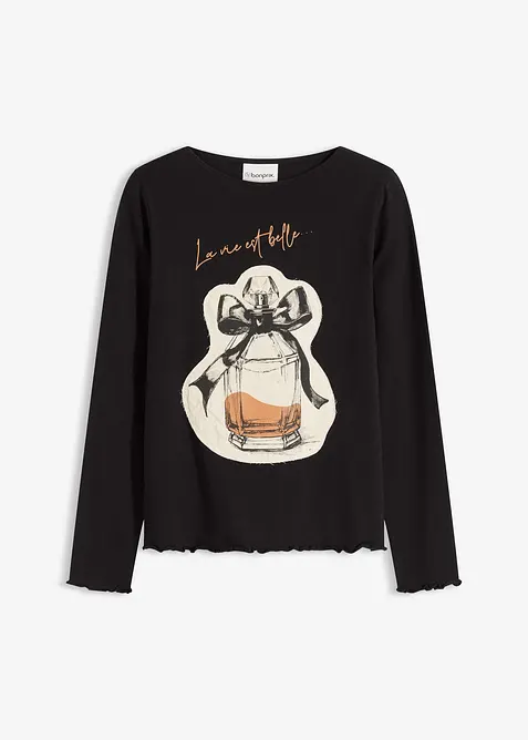 Langermet topp i stretchy bomull, bonprix