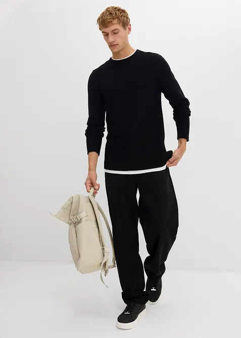Strukturert genser i 2-i-1-stil av bomullsmiks, bonprix
