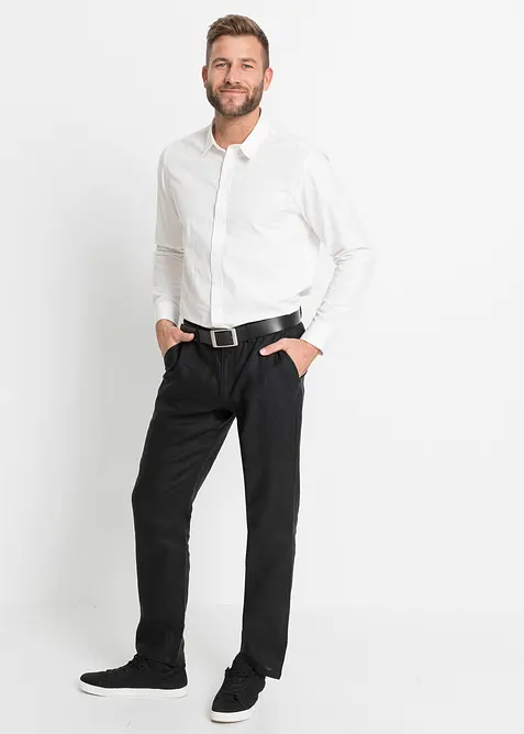 Regular Fit chinos av ren lin, Straight, bonprix