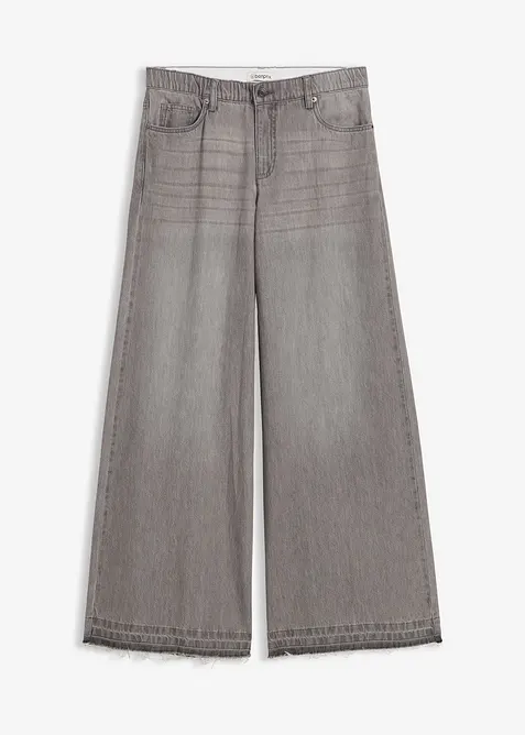 Wide Leg-jeans Mid Waist, komfortlinning, bonprix