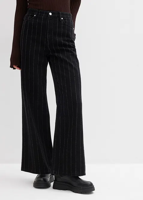 Wide Leg Jeans High Waist med destroyed-effekter, bonprix