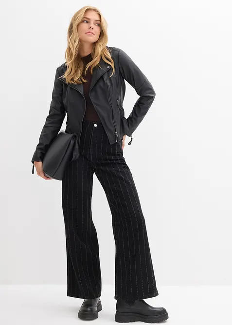 Wide Leg Jeans High Waist med destroyed-effekter, bonprix