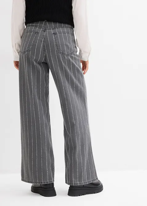 Wide Leg Jeans High Waist med destroyed-effekter, bonprix