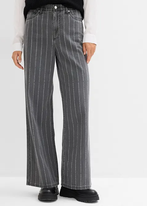 Wide Leg Jeans High Waist med destroyed-effekter, bonprix