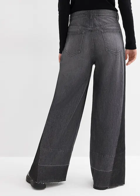 Wide Leg-jeans High Waist med innfelling, bonprix