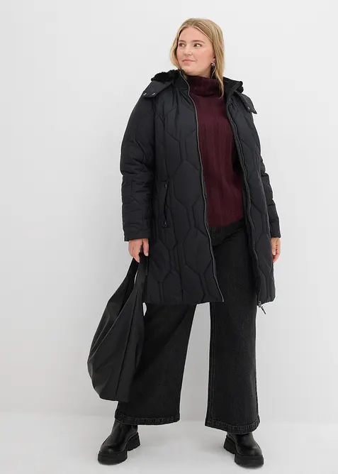 Kort k&aring;pe med diamant-vattering og glidel&aring;ser i sidene, bonprix