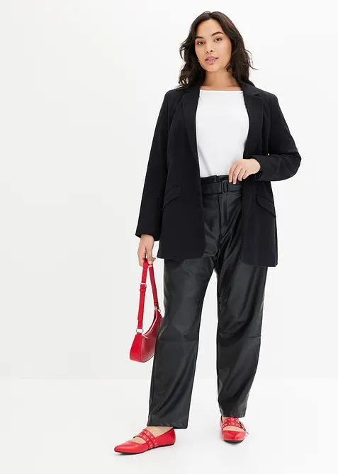 Lang blazer i bomullsjersey, bonprix