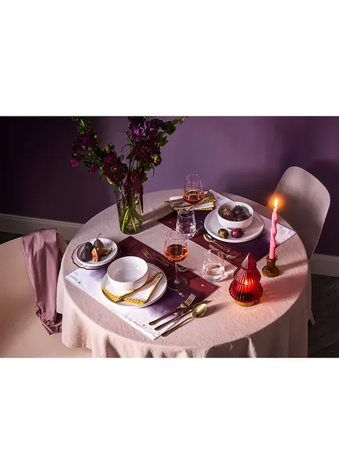 Tøyservietter i økologisk bomull med glanset bord (4-pack), bonprix