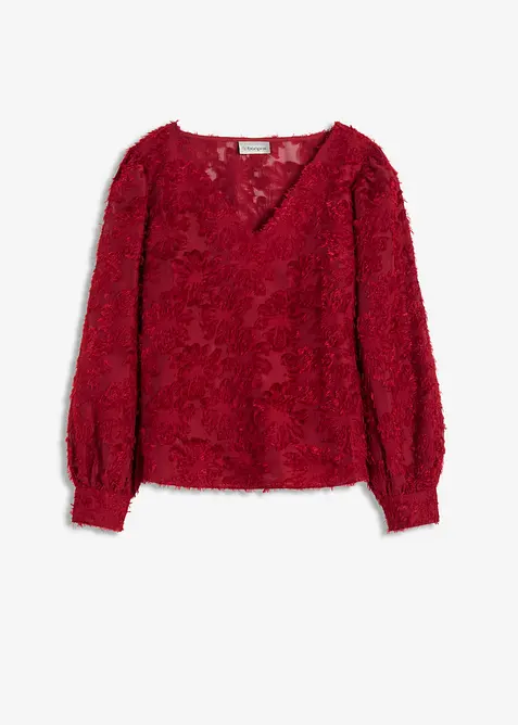 Bluse med blomstret strukturmønster, bonprix