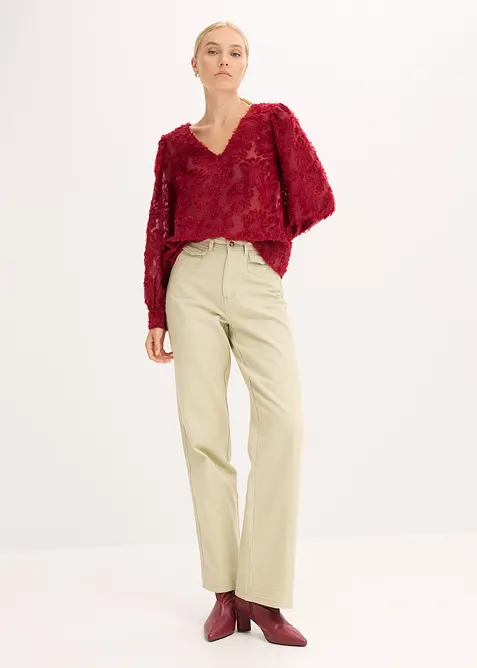 Bluse med blomstret strukturmønster, bonprix