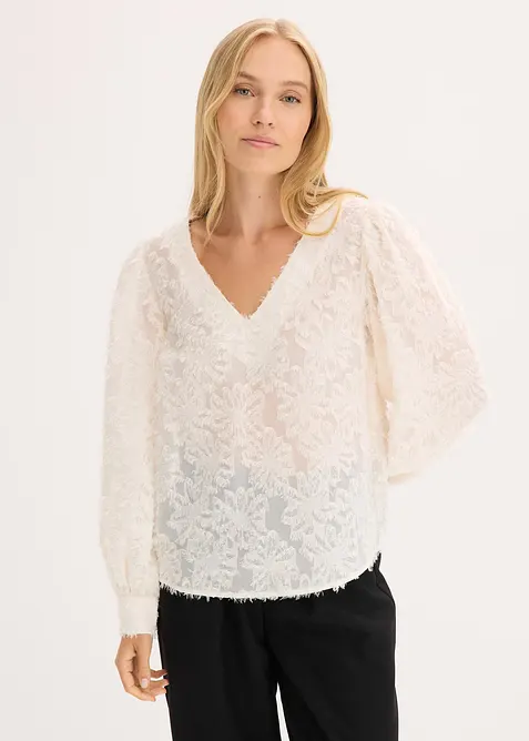 Bluse med blomstret strukturm&oslash;nster, bonprix
