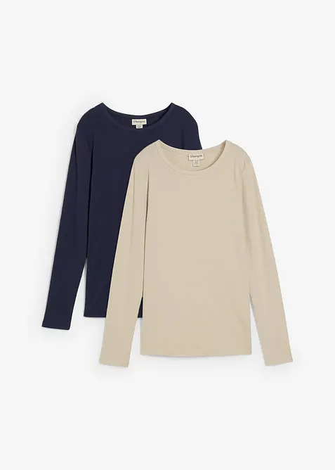 Mammatopp i ribbemateriale i 100% bomull (2-pack), bonprix