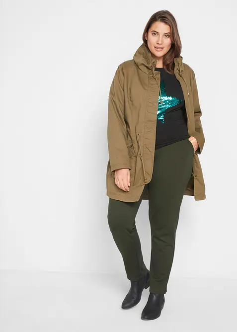 Kort bomullsparkas med st&aring;krage, innsvinget, bonprix