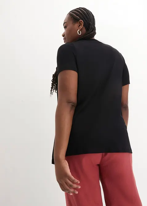 2-i-1-topp med V-hals, kort arm, bonprix