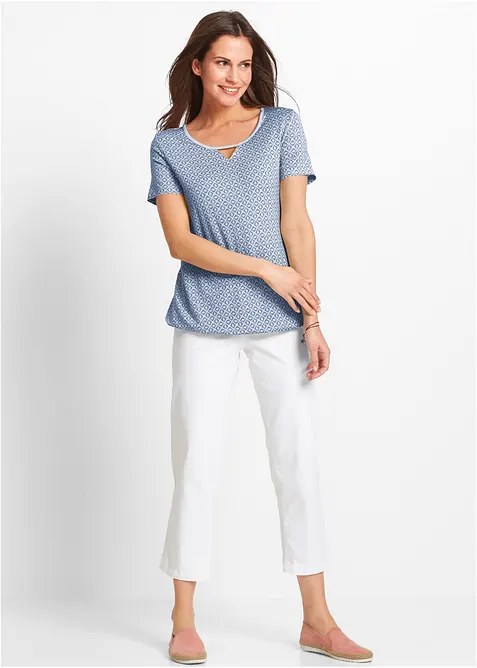 Topp med strikk i falden, kortermet, bonprix