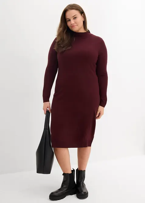 Finstrikket kjole med ståkrage, bonprix