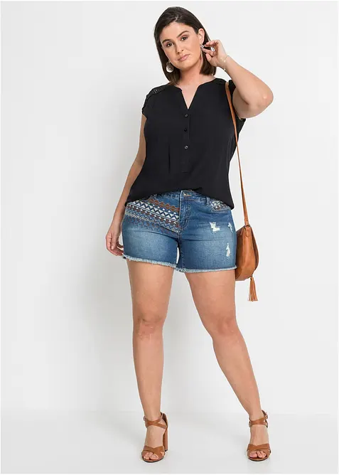 Bluse med heklede detaljer, bonprix