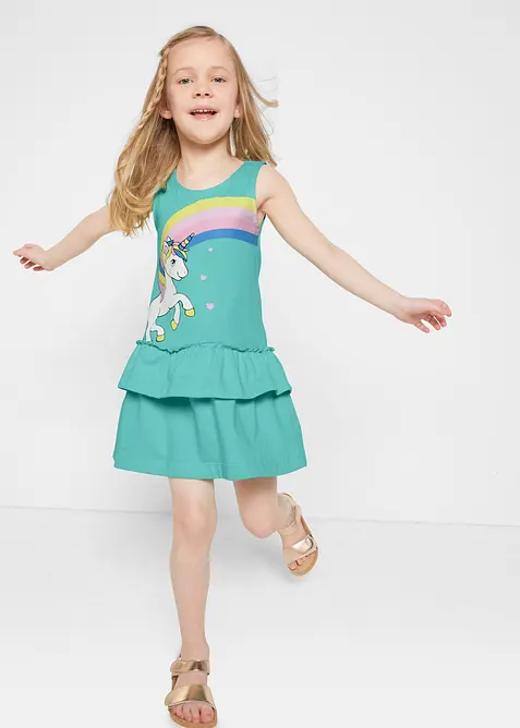 Søt kjole med enhjørnings-trykk, bonprix