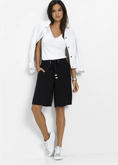 Bermudashorts i viskose med knytebelte, bonprix