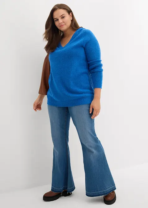 Strikket genser med V-hals, Oversized Fit, bonprix