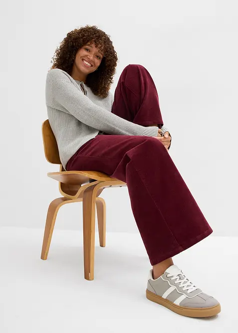 Kordfløyelsbukse med vide ben, bonprix