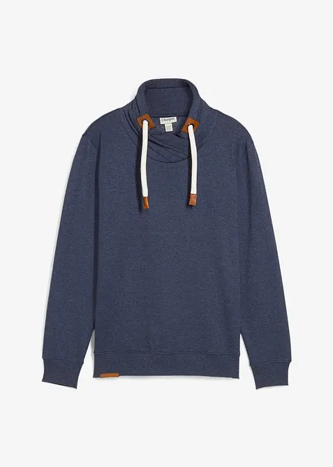 Sweatshirt med sjalskrage og detaljer i imitert skinn, bonprix