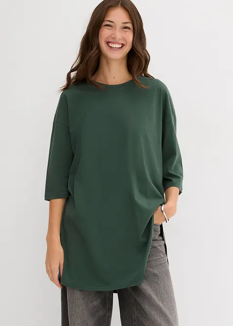 Oversized, lang topp i 100% &oslash;kologisk bomull, bonprix