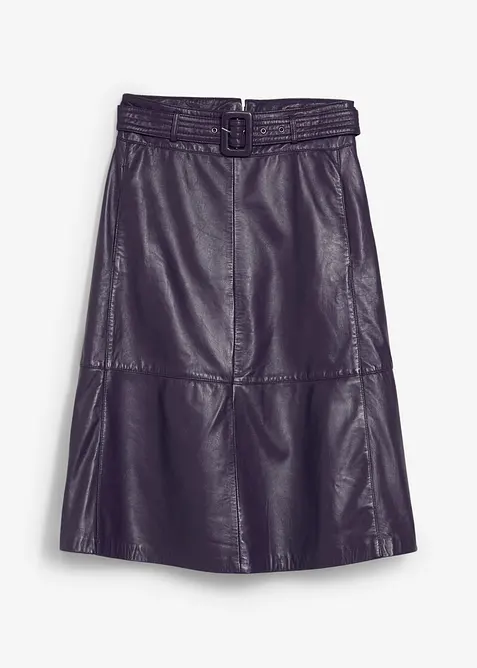 Skinnskjørt i lammenappa med belte (2-delt sett), bonprix