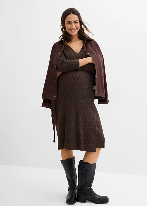 Sv&aelig;rt myk og strikket mammakjole med 3/4-lange ermer, bonprix