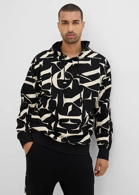Sweatshirt med hette i økologisk bomull, Loose Fit, bonprix