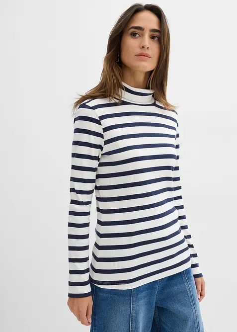 Topp med rullekrage av 100% bomull, bonprix