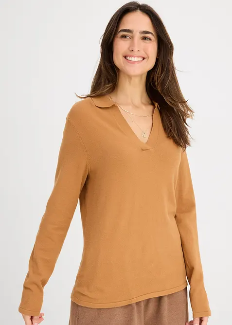 Poloskjorte i lett viskose, bonprix