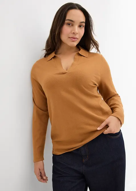 Poloskjorte i lett viskose, bonprix