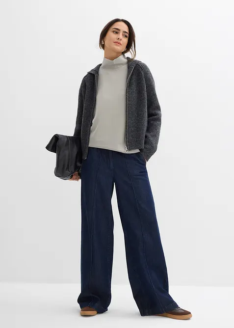 Topp i scuba-materiale med ståkrage, bonprix