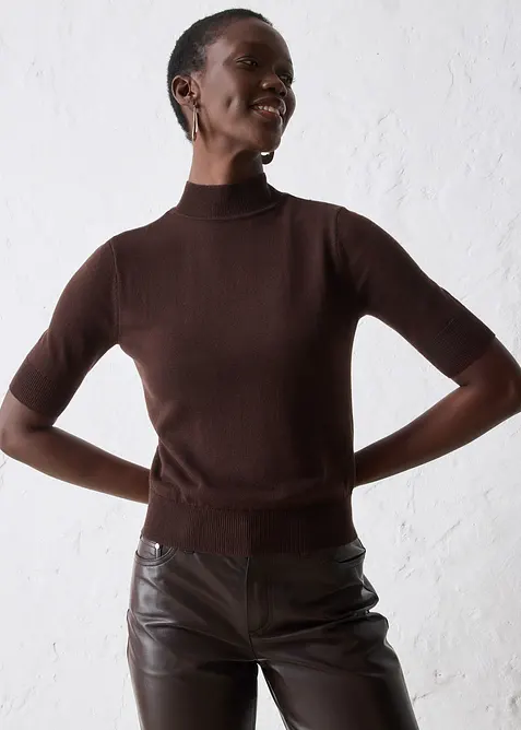 Halvpolo i myk ullmiks, bonprix