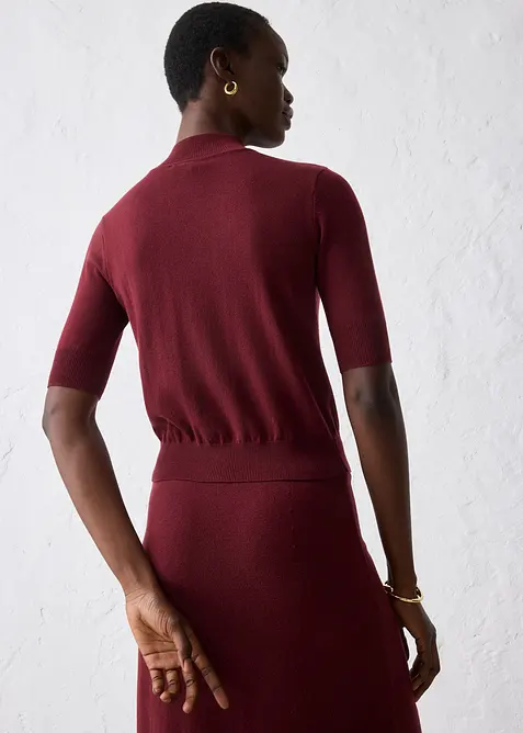 Halvpolo i myk ullmiks, bonprix