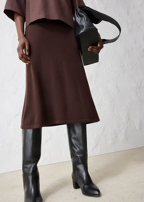 Strikkeskjørt i myk ullmiks, bonprix