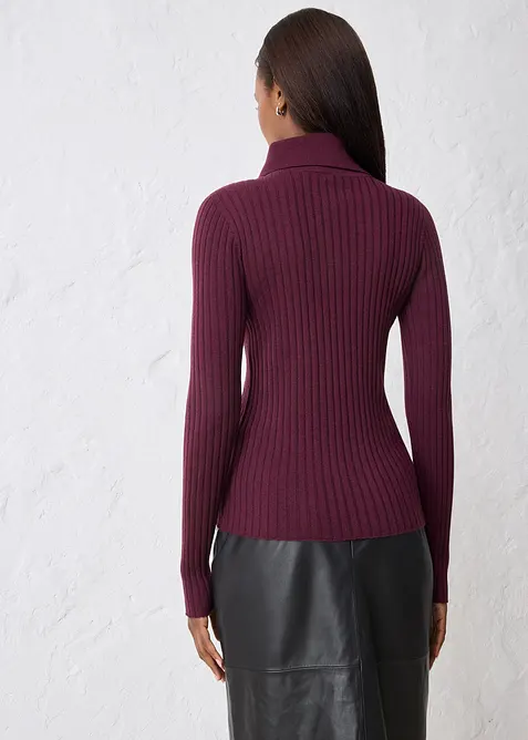 Ribbestrikket genser i merinoull, bonprix