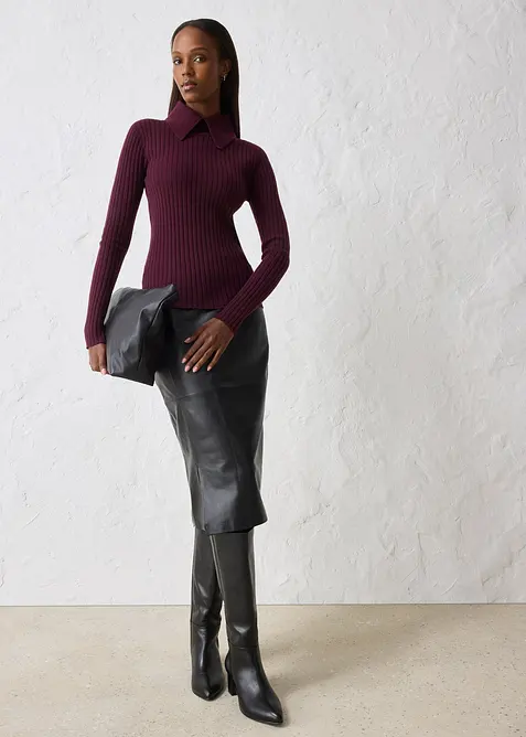 Ribbestrikket genser i merinoull, bonprix