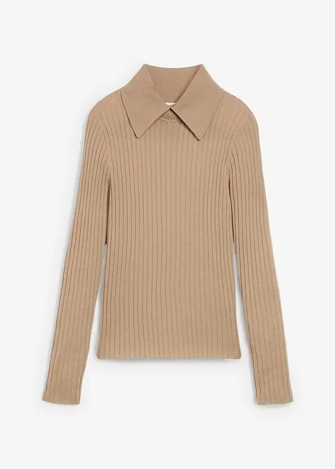 Ribbestrikket genser i merinoull, bonprix