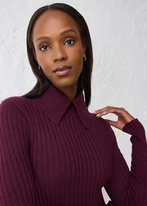 Ribbestrikket genser i merinoull, bonprix