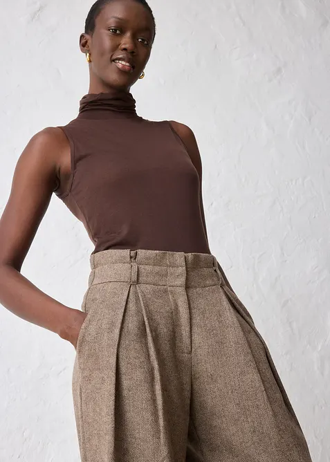 Bukse med ull og vide ben, bonprix