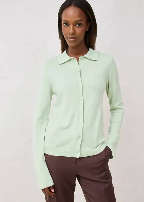 Finstrikket cardigan i myk ullmiks, bonprix