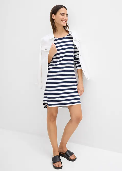 Kjole med forlenget bakstykke, av 100% fast bomull, bonprix