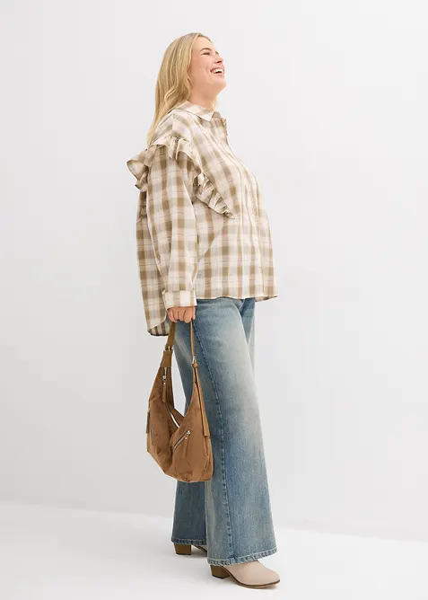 Skjortebluse med volanger, bonprix