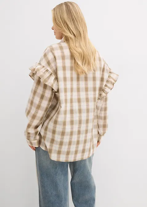 Skjortebluse med volanger, bonprix