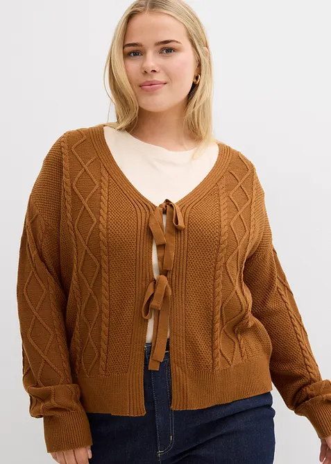 Cardigan med knyting, bonprix